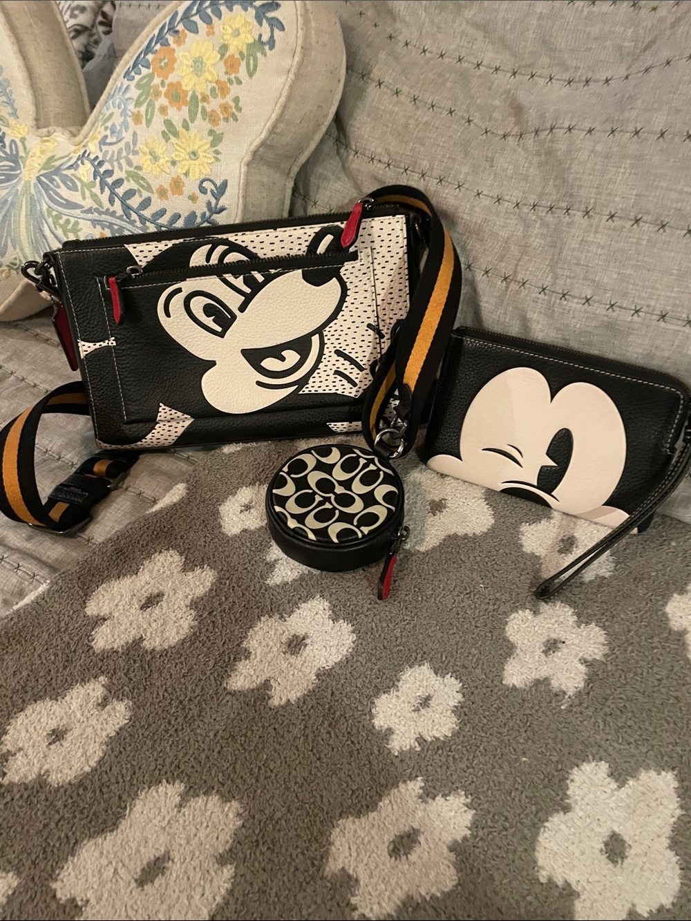 Coach Black and White Mickey Crossbody Trio